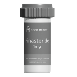 Finasteride prescription pill bottle for male pattern hair loss and DHT blocking